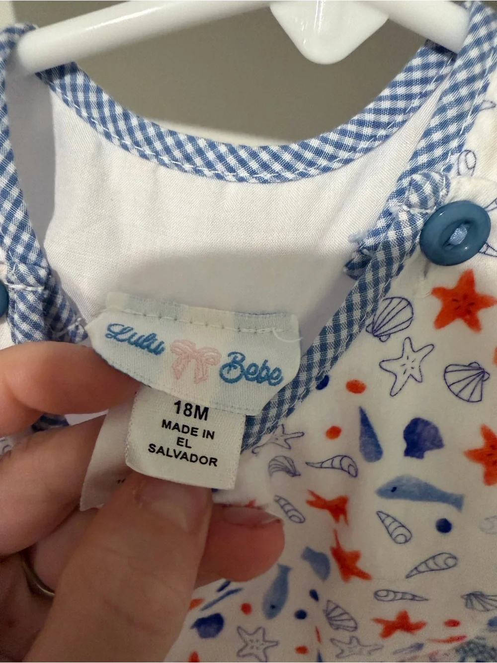 LuLu BeBe Baby Bubble Tropical Fish Gingham 18 Month NWOT